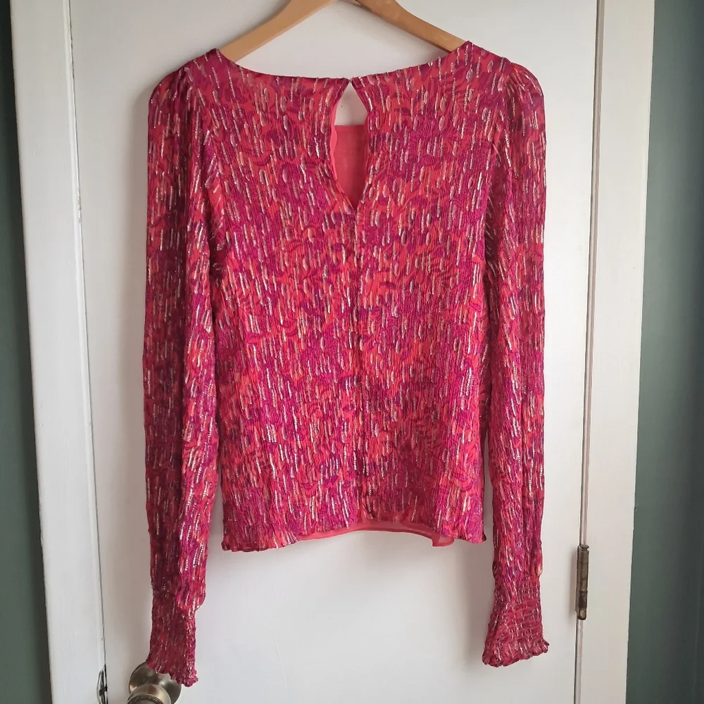 Lilly Pulitzer Alfreda Long Sleeve Blouse Red Purple Size 16